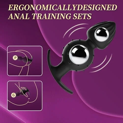 Dual-Ball Butt Plug Anal Plug with Internal Rolling Beads