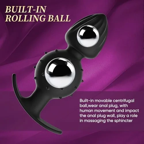Dual-Ball Butt Plug Anal Plug with Internal Rolling Beads
